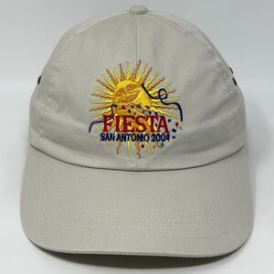 Vintage Y2Ks Fiesta San Antonio 2004 Dad Hat Baseball Cap Texas Strapback Beige